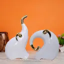 White Polyresin Elephant Figurines