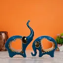 Royal Blue & Gold Elephant Figurine