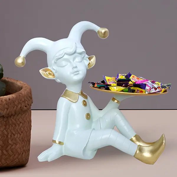 White Jester Figurine Candy & Snack Holder
