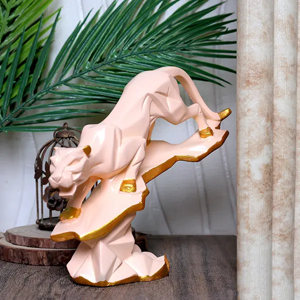Tree Jaguar Showpiece for Home Decor (Cream) Polyresin – 8 Inch