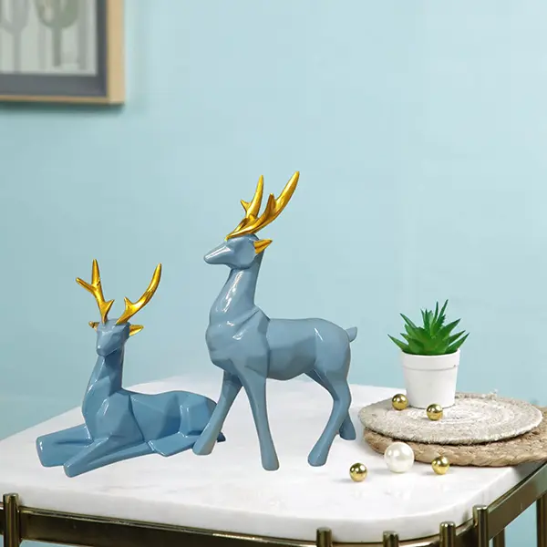 Blue Deer Showpiece – 8 Inch Height Home Decor