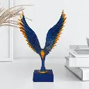 Majestic Eagle Wings Sculpture – Blue & Gold Resin Figurine – 22x6x31cm