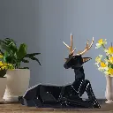 Black Sitting Deer Figurine 6.5-Inch Polyresin Decorative Showpiece 