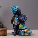 Zen Black Resting Buddha – 16x16x23 cm Elegant Resin Figurine for Spiritual Home Decor