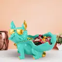 Cool French Bulldog Figurine – 6-Inch Mint Green Resin Candy Holder with Gold Sunglasses