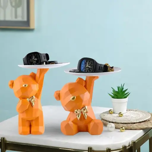 Geometric Orange Bear Tray Holder – 7