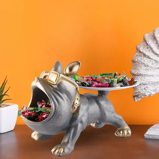 Bulldog Candy Holder – Stylish Resin Dog Tray for Snacks & Décor