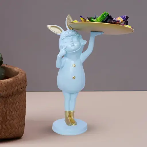 Decorative White Bunny Tray Stand – Modern Candy & Snack Holder