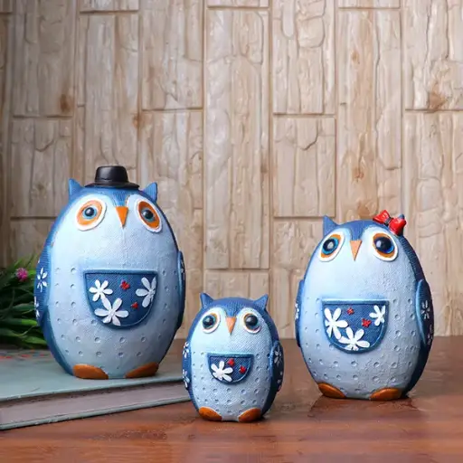 Handcrafted Owl Figurine Set – Decorative Showpiece With Three Different Sizes