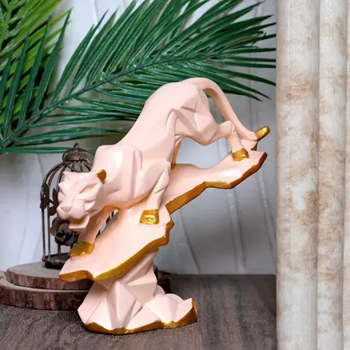 Tree Jaguar Showpiece for Home Decor (Cream) Polyresin – 8 Inch