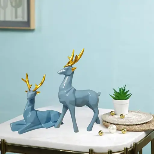 Blue Deer Showpiece – 8 Inch Height Home Decor